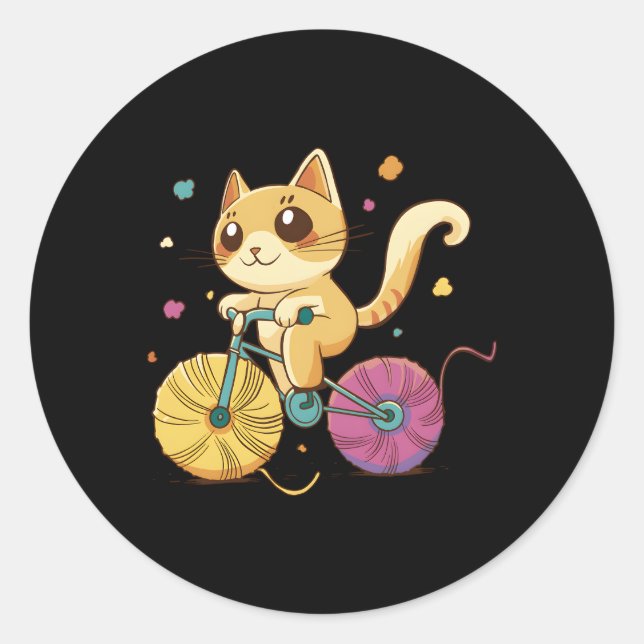 Adesivo Gato Andando Uma Bicicleta (Frente)