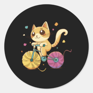 Adesivo Gato Andando Uma Bicicleta
