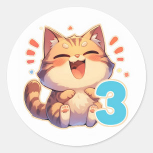 Adesivo Gato Anime Número Três