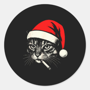 Adesivo Gato Antigo Fumando Cigarro Natal Gato Papai Noel