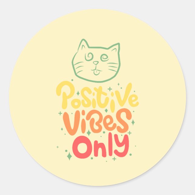 Adesivo Gato Apenas Vibrações Positivas (Frente)