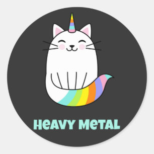 Adesivo Gato-arco-íris de unicórnio de metal pesado engr