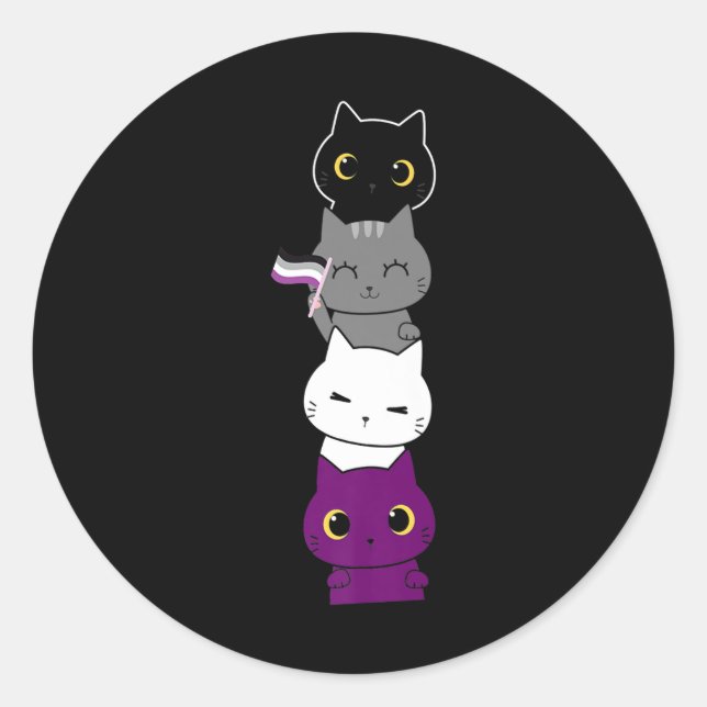 Adesivo Gato Asexual Orgulho Gato, Pavilhão Ace, Pet Amant (Frente)