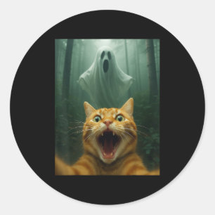 Adesivo Gato Assustado Selfie Com Fantasma _ Roupa Engraça