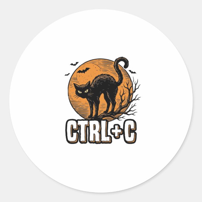 Adesivo Gato Assustador CTRL C Design de Vetor de Hallowee (Frente)