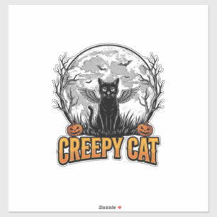 Adesivo Gato Assustador Desenho de Gravura Vintage de Hall