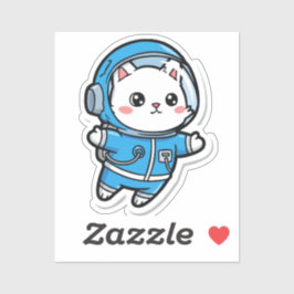 Adesivo Gato Astronauta Fofo Sticker Kawaii