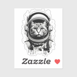 Adesivo Gato Astronauta Preto e Branco