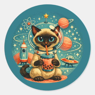 Adesivo Gato Astronauta Siames de Idade Atômica Espaço Ext