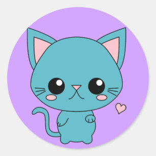 Adesivo Gato azul bonito de Kawaii