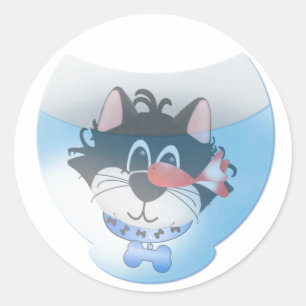 Adesivo Gato azul e Fishbowl