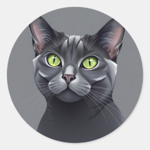 Adesivo Gato Azul Russo Elegante com Olhos Verdes em Greve