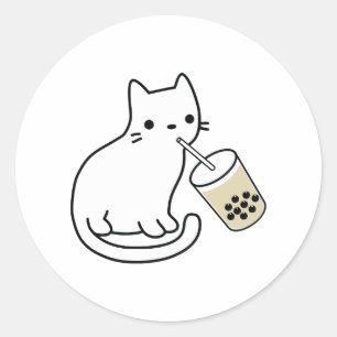 Adesivo Gato Bebendo Chá de Leite Boba Bobalologia Capuz