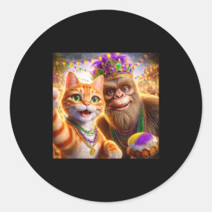 Adesivo Gato Bigfoot de selfie engraçado de Mardi Gras Cit