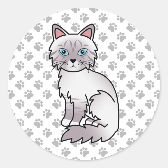 Adesivo Gato Birman / Ragdoll Tabby Lilac Point Cute & Pat (Frente)