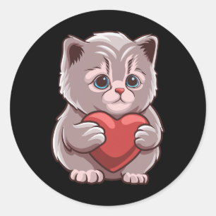 Adesivo Gato Bonito Abraçando Namorados Cardíaco Gatinho A
