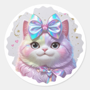 Adesivo Gato Bonito com arco iridescente