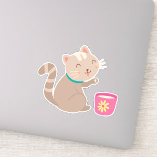Adesivo Gato bonito com desenho animado