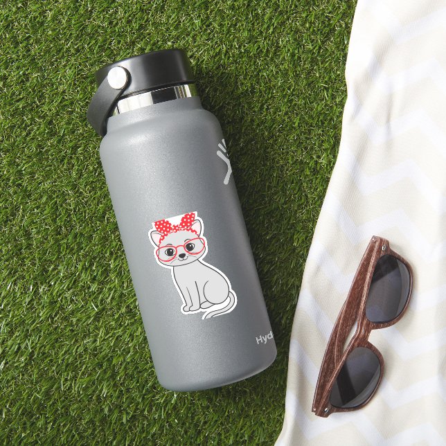 Adesivo Gato bonito com véu e óculos (HydroFlask Insitu)