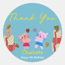 Adesivo Gato bonito e presentes | festa de aniversário azu