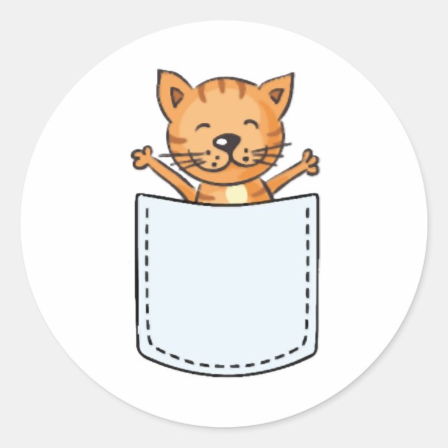 Adesivo Gato bonito em um bolso (Frente)