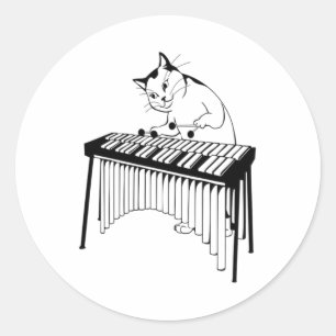 Adesivo Gato Bonito Jogando Percussão Musical Xilofone