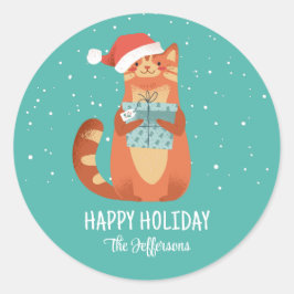 Adesivo Gato Bonito No Feriado De Inverno De Natal