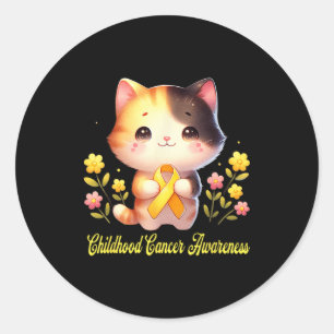 Adesivo Gato Bonito Segurando a Consciência do Cancer de I