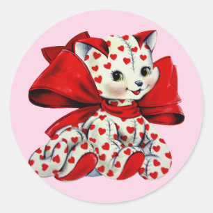 Adesivo Gato branco com corações Dias de os namorados de v