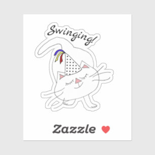 Adesivo Gato Branco do Partido do Gatinho Kuth