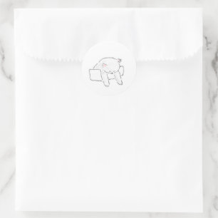 Adesivo Gato Branco Fofo Dormindo na Caixa Arte Desenhada