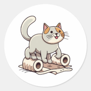 Adesivo Gato Brincando com Papel Higiênico