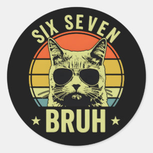 Adesivo Gato Bruh Seis Sete Divertido Atitude Retro Vibraç