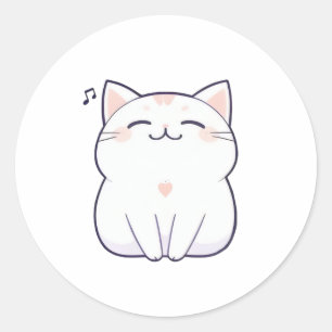 Adesivo Gato Cantando com Nota Musical Design Kawaii