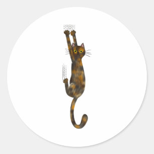 Adesivo Gato Casco de Tartaruga Pendurado no Gato Tortie E