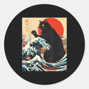 Adesivo Gato Catzilla Arte Japonês Gato Engraçado Kawaii E