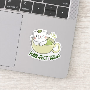 Adesivo Gato Chá Matcha Purrfeito