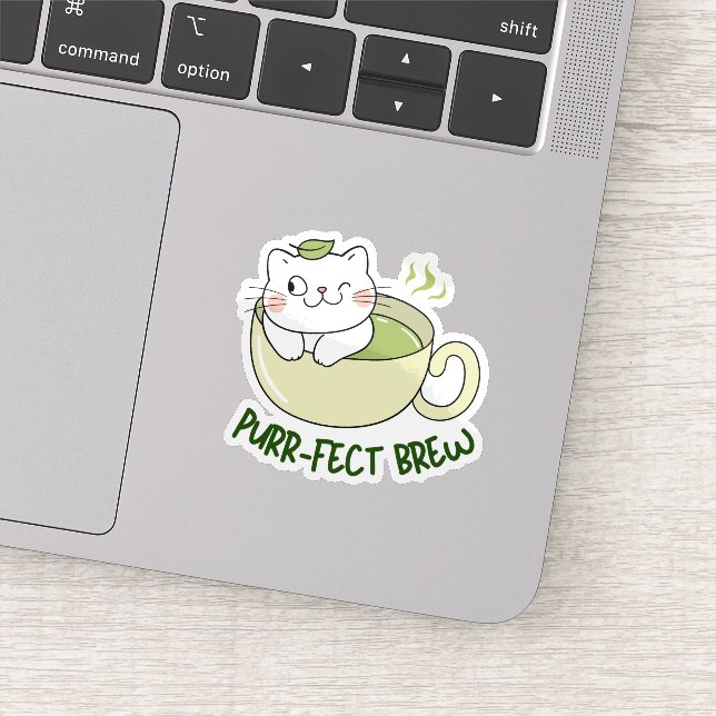 Adesivo Gato Chá Matcha Purrfeito (Detalhe)