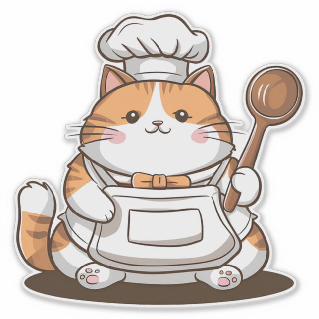 Adesivo Gato Chef Adorável (Frente)