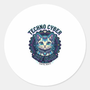 Adesivo Gato Cibernético Techno Design Divertido Amante de
