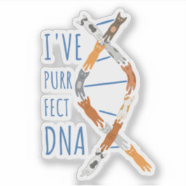 Adesivo Gato Ciência DNA Hélice Eu Tenho DNA Purr-feito