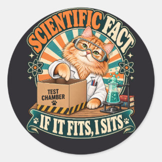 Adesivo Gato Cientista Laranja Retro Arte de Química Diver