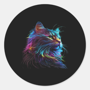 Adesivo Gato Colorido Bonito Para Gatinhos Amantes De Arte