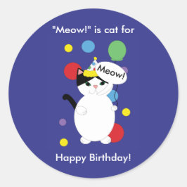Adesivo Gato Colorido, Gato Engraçado, Meow Personalize