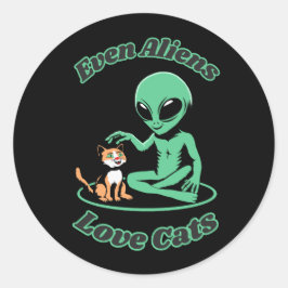 Adesivo Gato com Alienígena. Amizade Adorável. Melhores am
