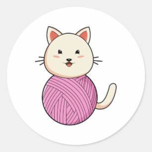 Adesivo Gato com bola de fio de lã