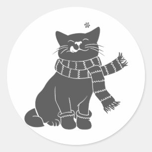 Adesivo Gato com cachecol de beleza - Escolha a cor de fun