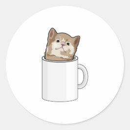 Adesivo Gato com caneca de café