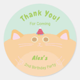 Adesivo Gato com Chapéu de Festa Aniversário Verde Menta O