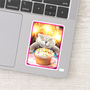 Adesivo Gato com Cupcake